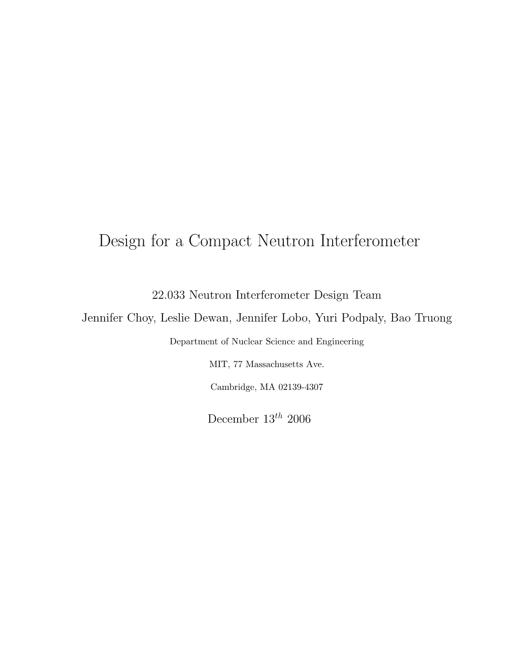 Design for a Compact Neutron Interferometer