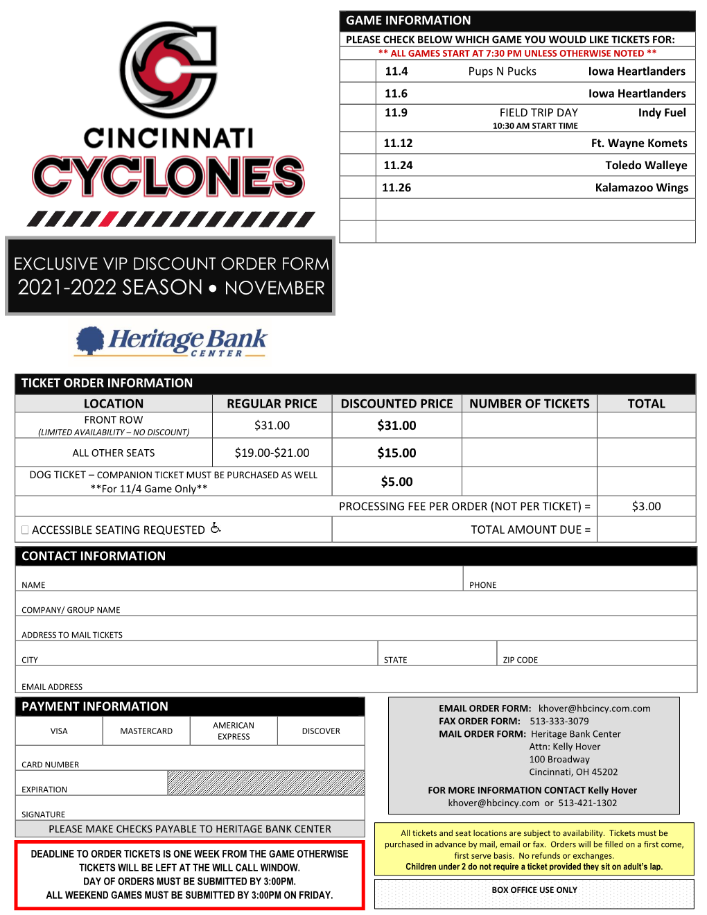 Order Form 2021 -2022 Season • November