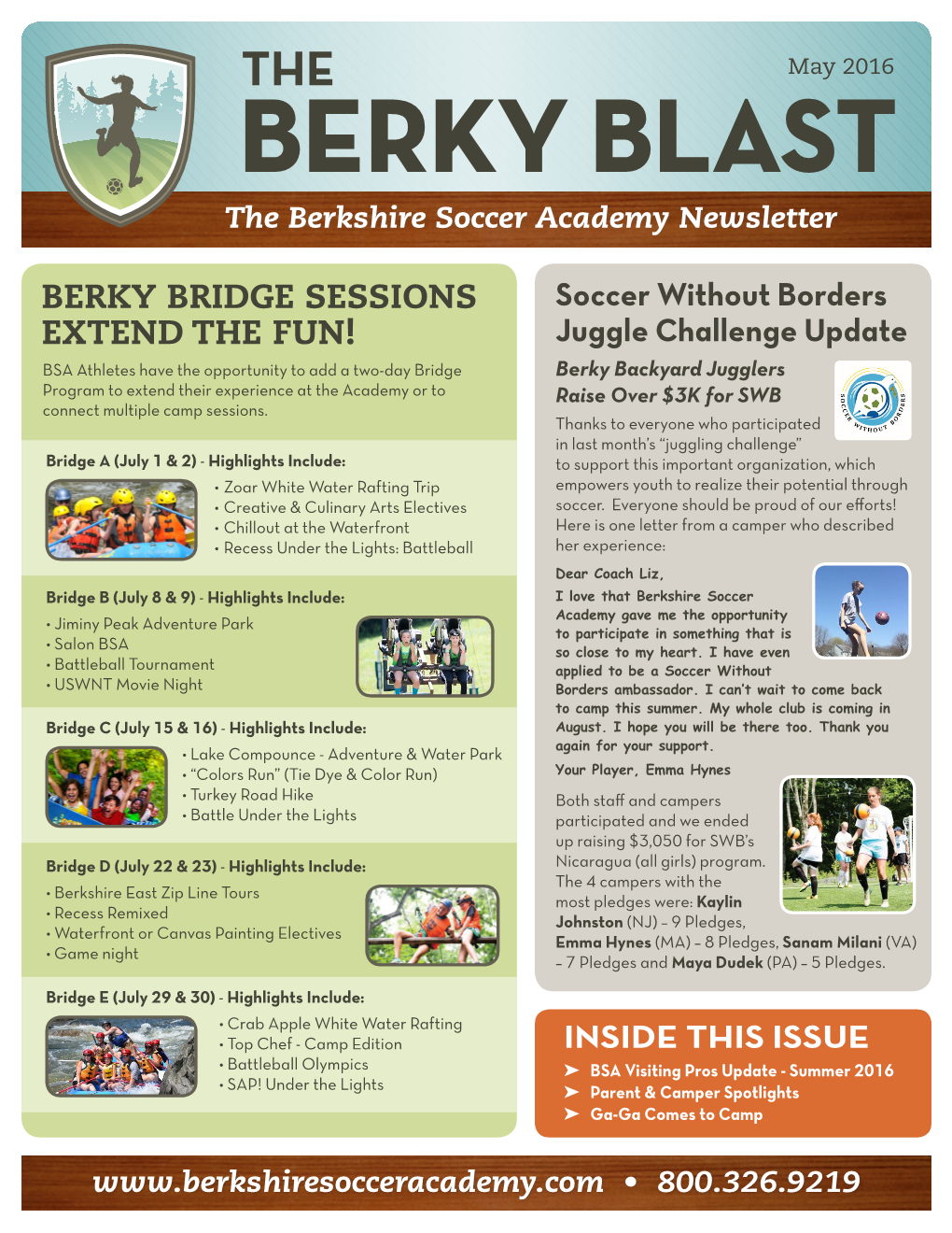 BERKY BLAST the Berkshire Soccer Academy Newsletter