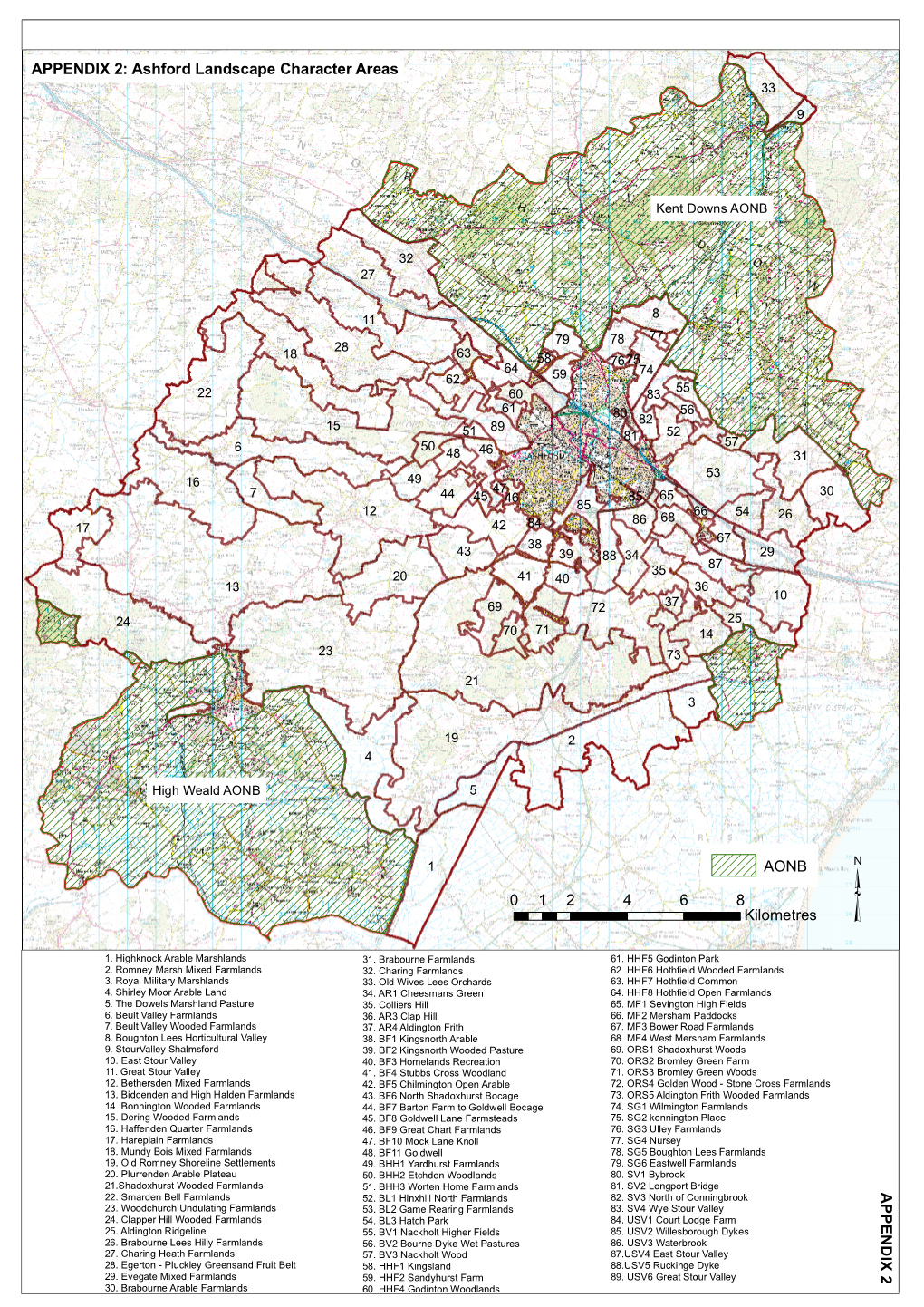 Ashford Landscape Character Areas 0 2 4 6 8 1 Kilometres AONB