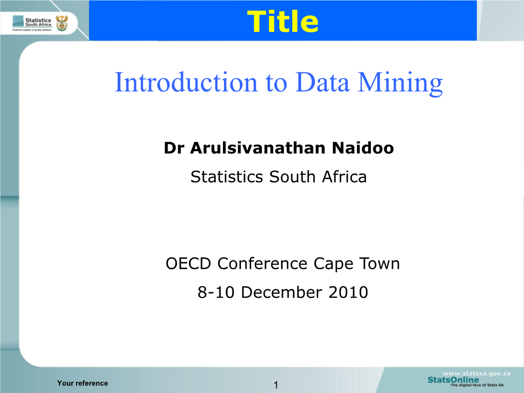 Title Introduction to Data Mining