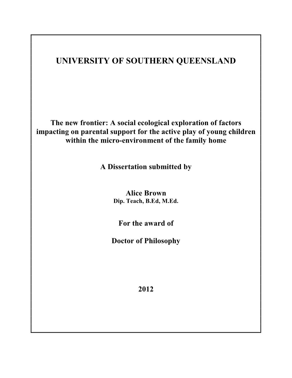 A Social Ecological Exploration of Parental Support for Active Play with Young Children