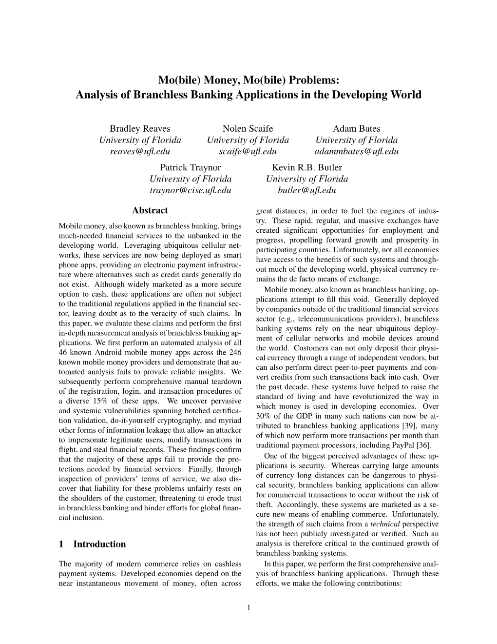 Money, Mo(Bile) Problems: Analysis of Branchless Banking Applications in the Developing World