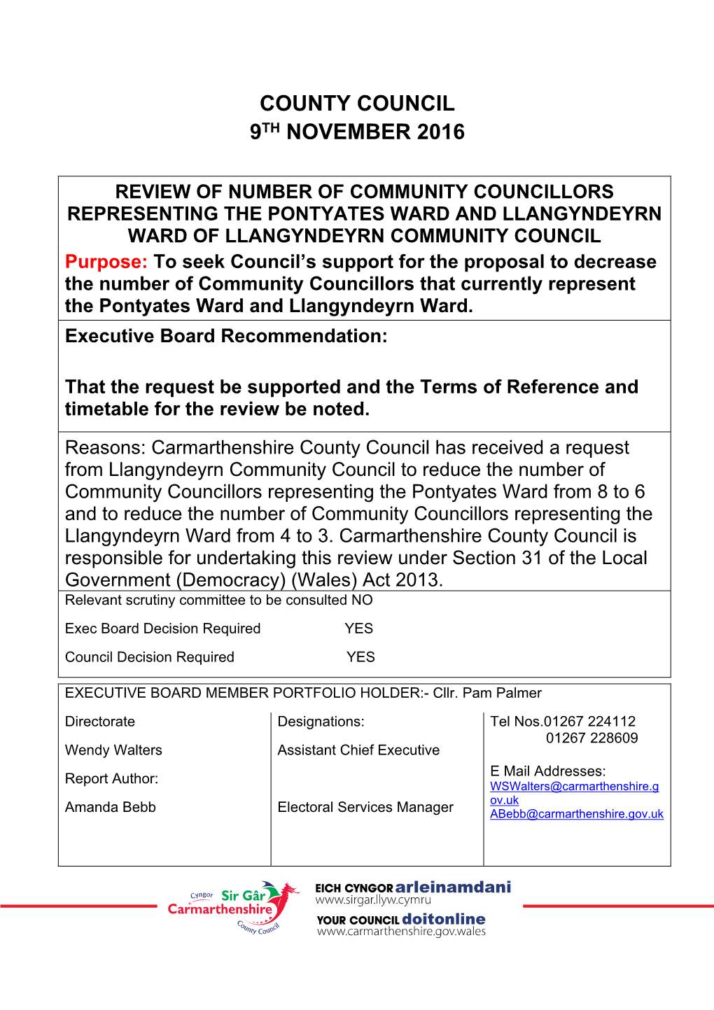 County Council 9Th November 2016