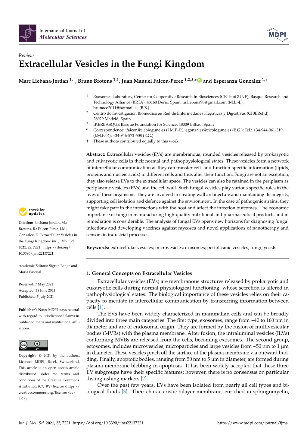 Extracellular Vesicles in the Fungi Kingdom