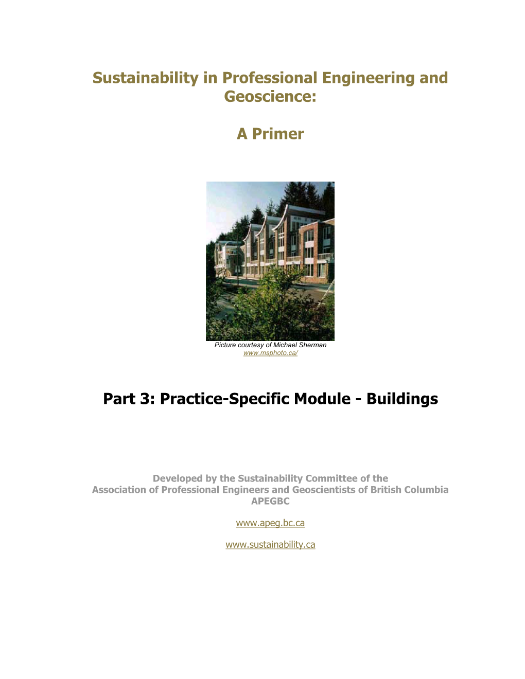 Sustainability in Professional Engineering and Geoscience: a Primer