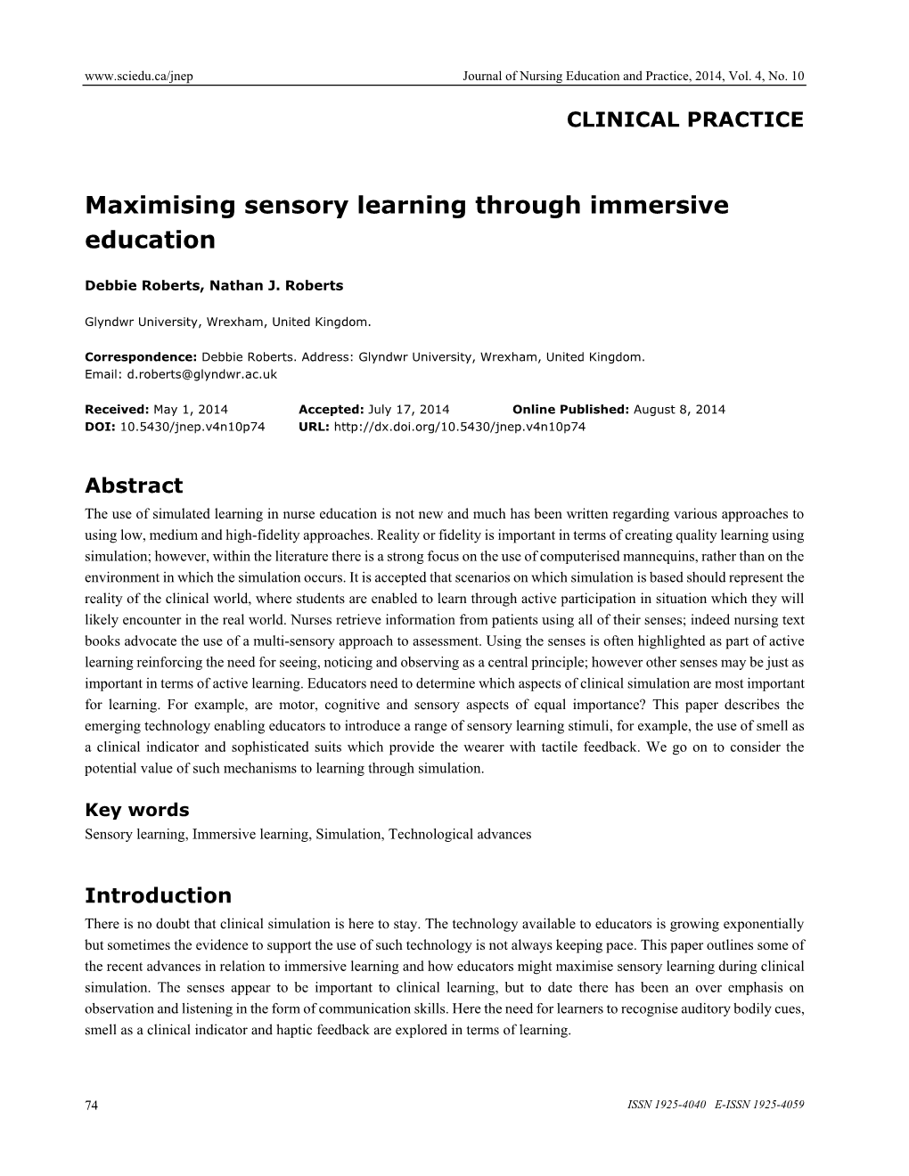 Maximising Sensory Learning Through Immersive Education