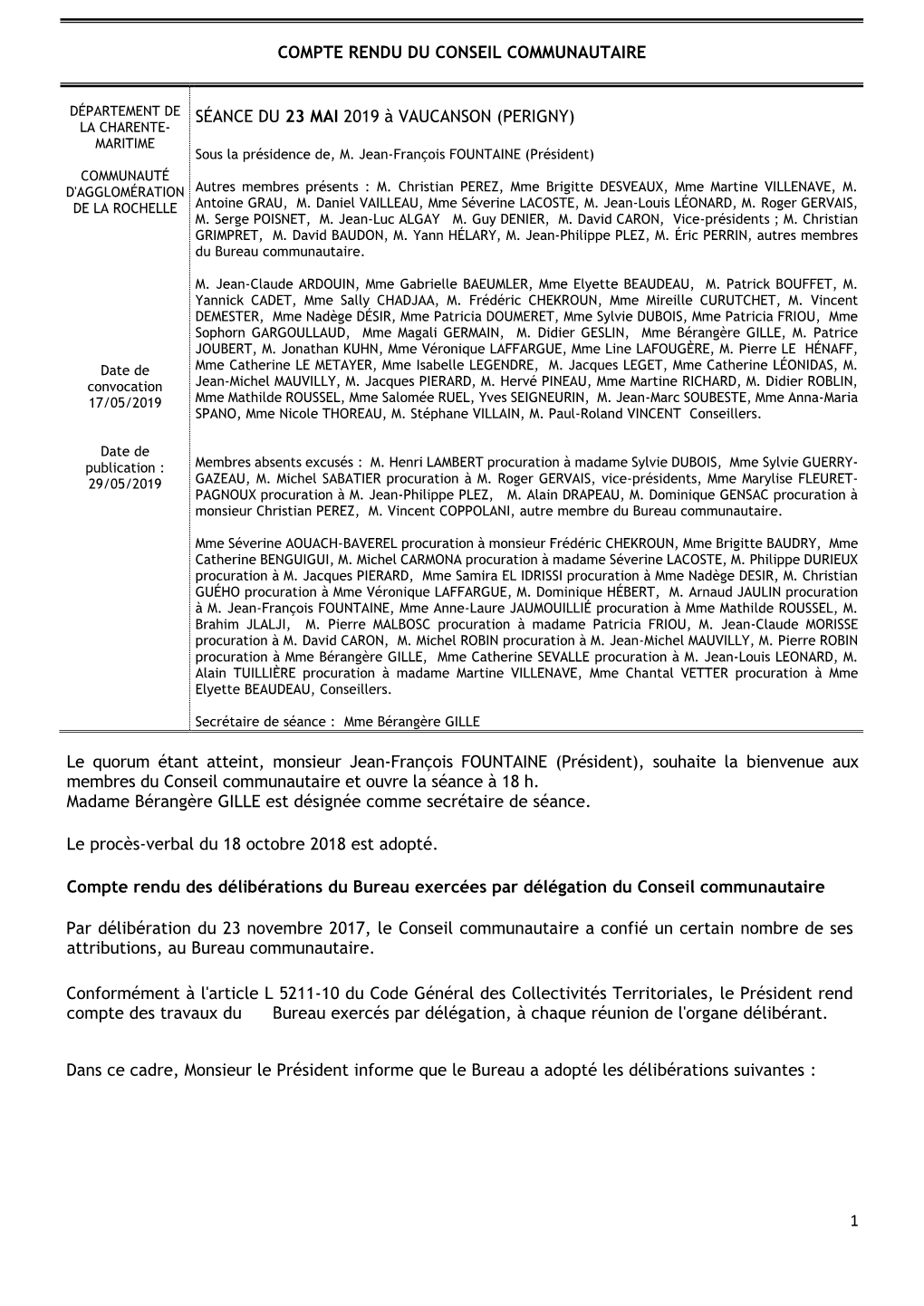 Compte-Rendu Du Conseil Communautaire Du 23 Mai 2019 Pdf 297 Ko Ouvrir Dans Un Nouvel