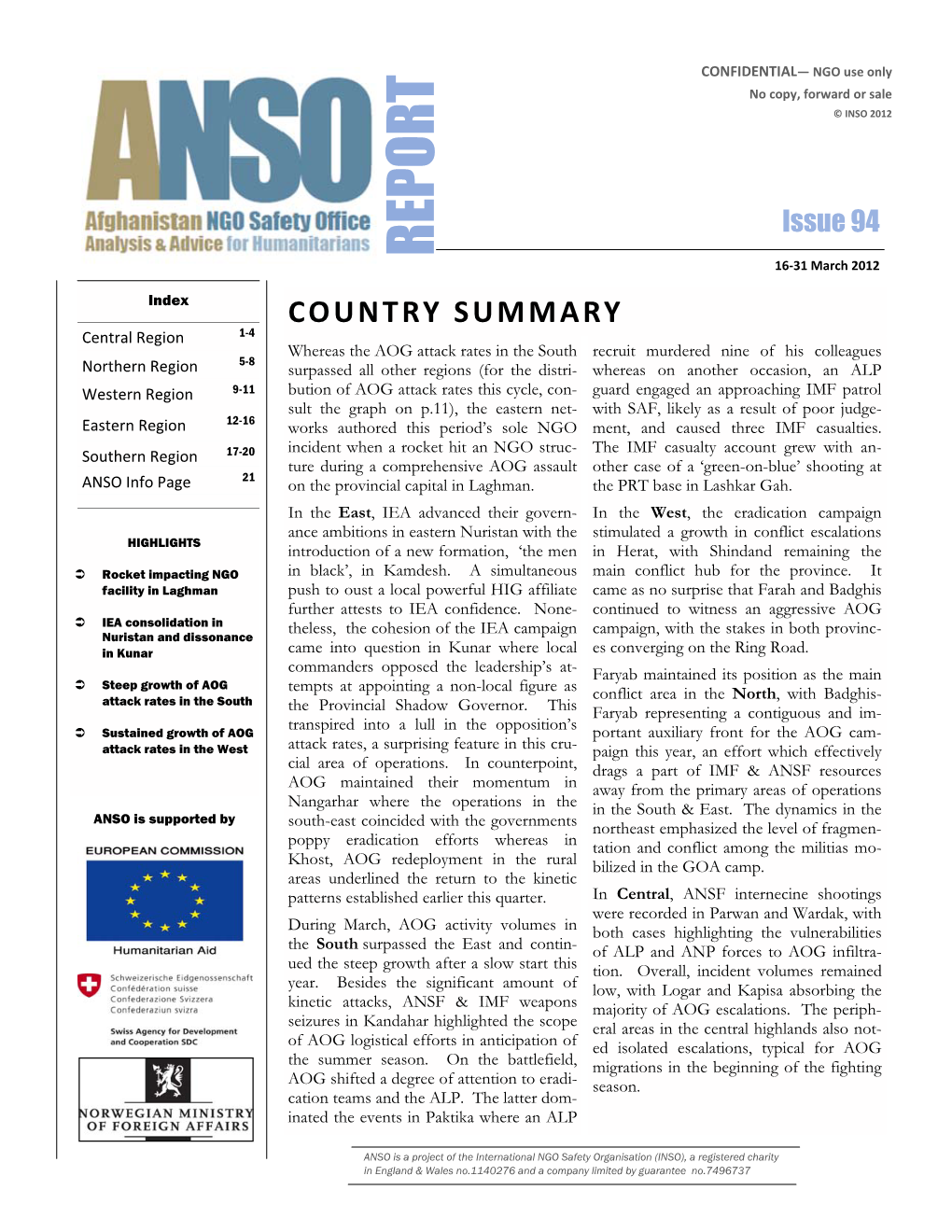 THE ANSO REPORT Page 1