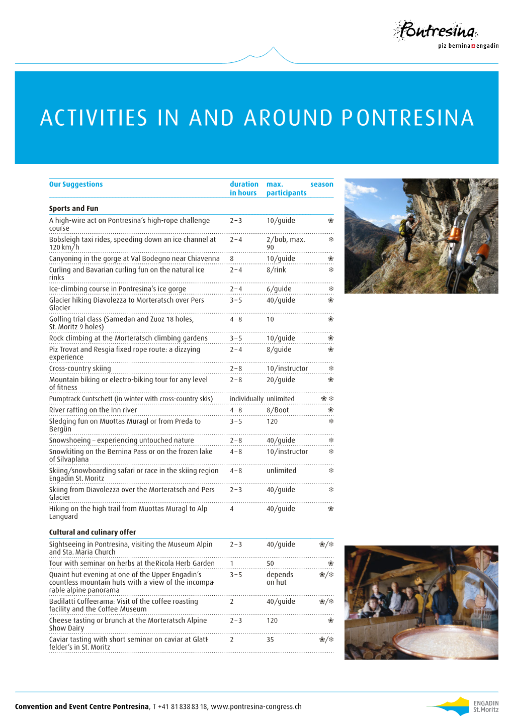 Activities in and Around Pontresina
