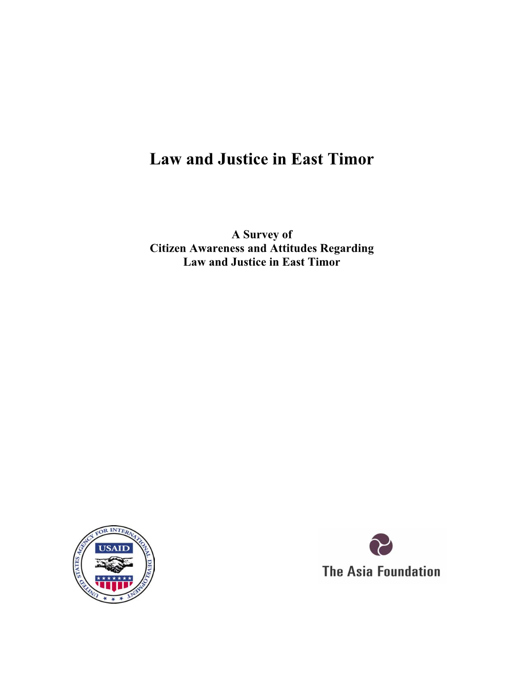 Law and Justice in East Timor