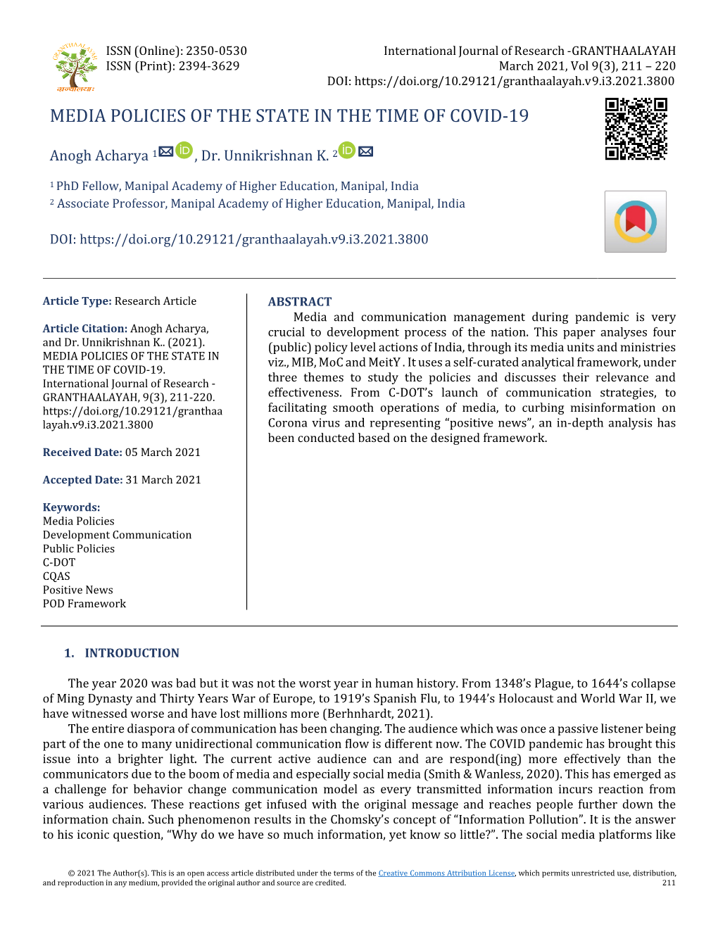 Media Policies of the State in the Time of Covid-19