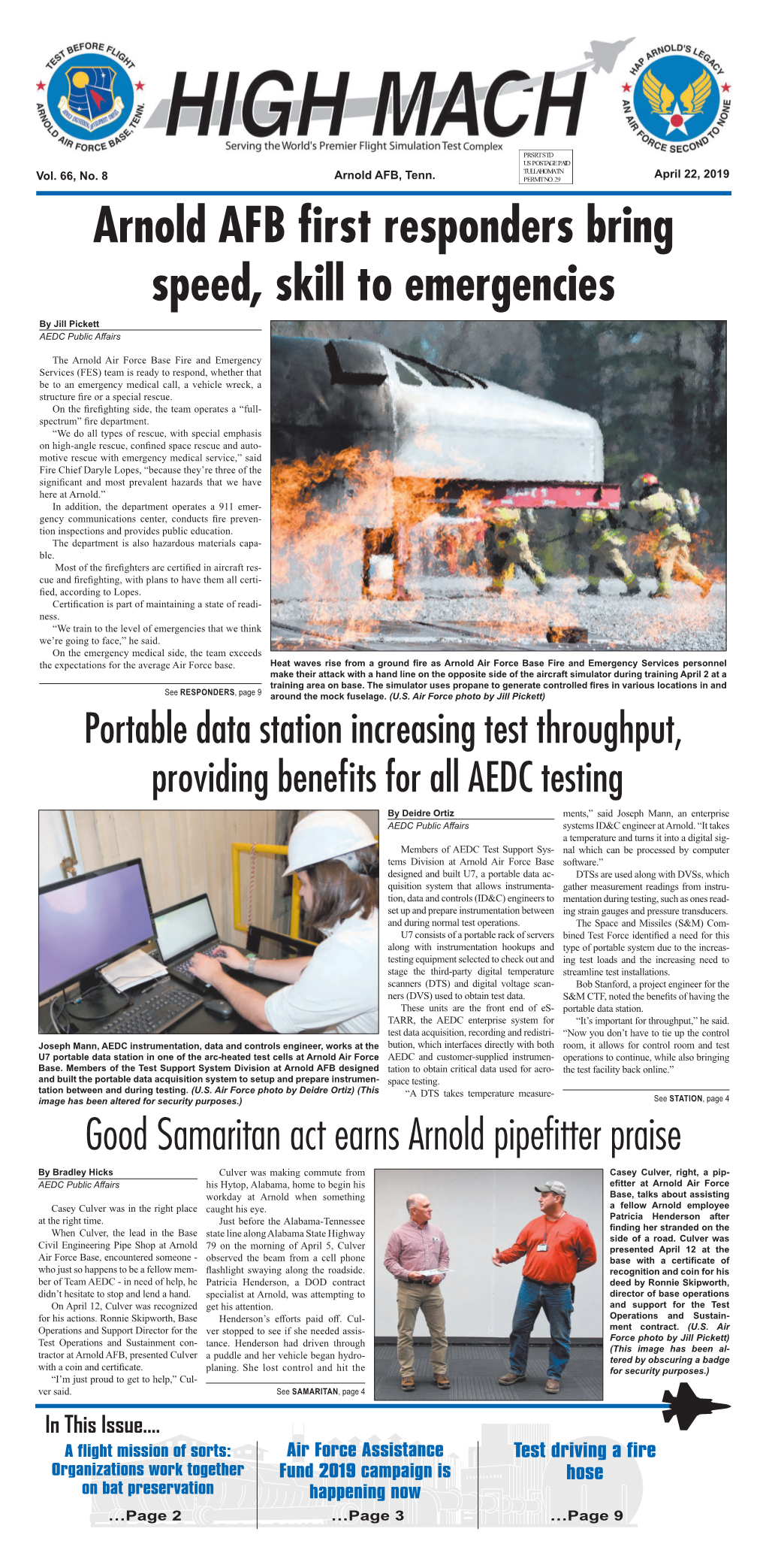 Arnold AFB First Responders Bring Speed, Skill to Emergencies by Jill Pickett AEDC Public Affairs