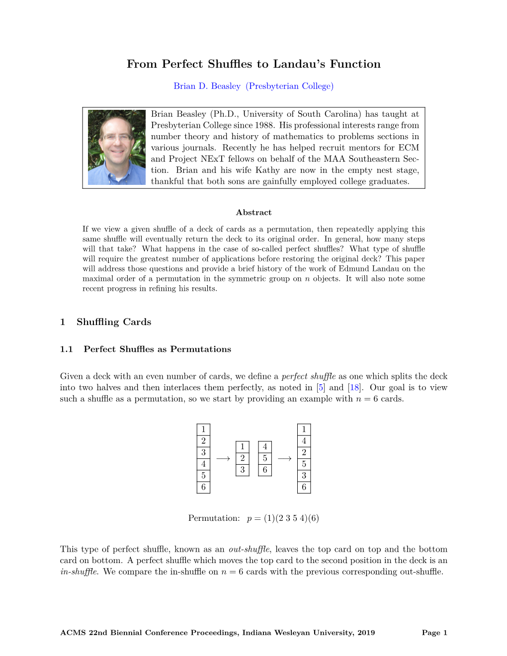 From Perfect Shuffles to Landau's Function