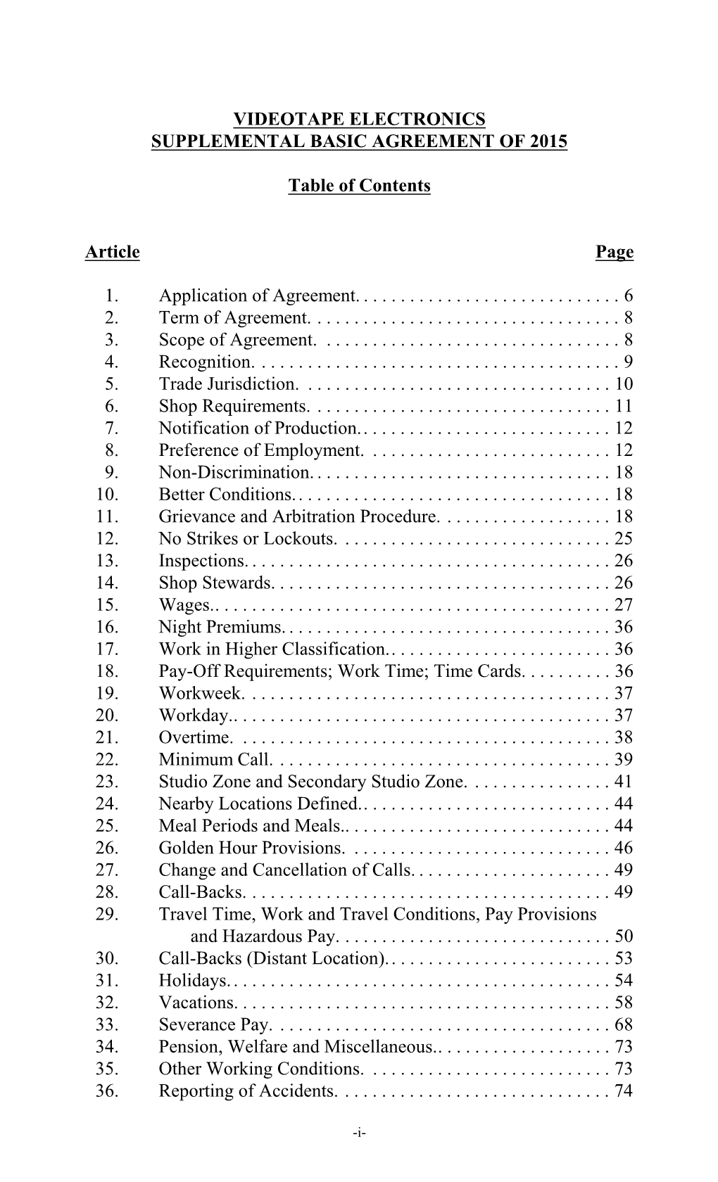 Videotape Electronics Supplemental Basic Agreement of 2015