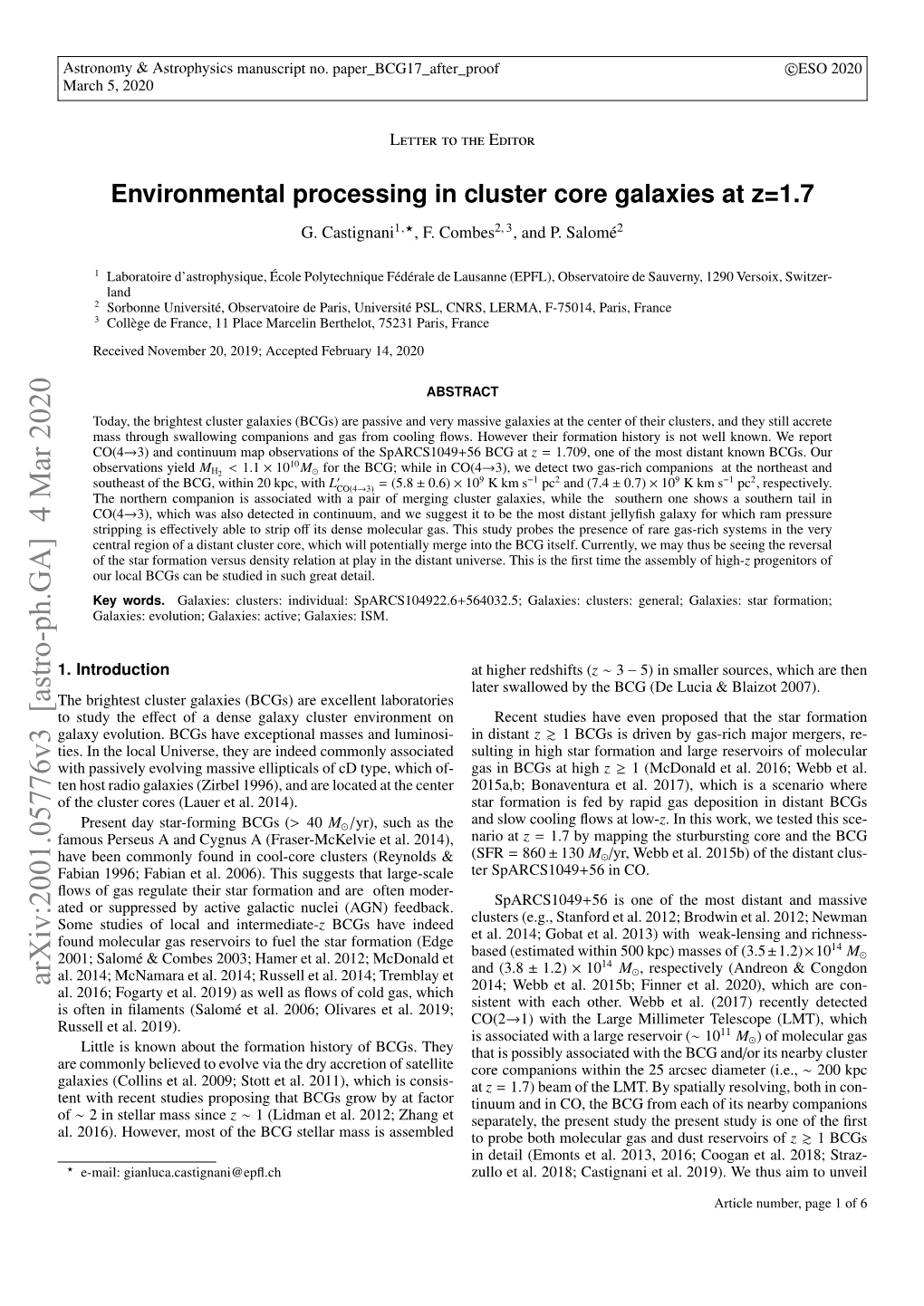 Arxiv:2001.05776V3 [Astro-Ph.GA] 4 Mar 2020 Al