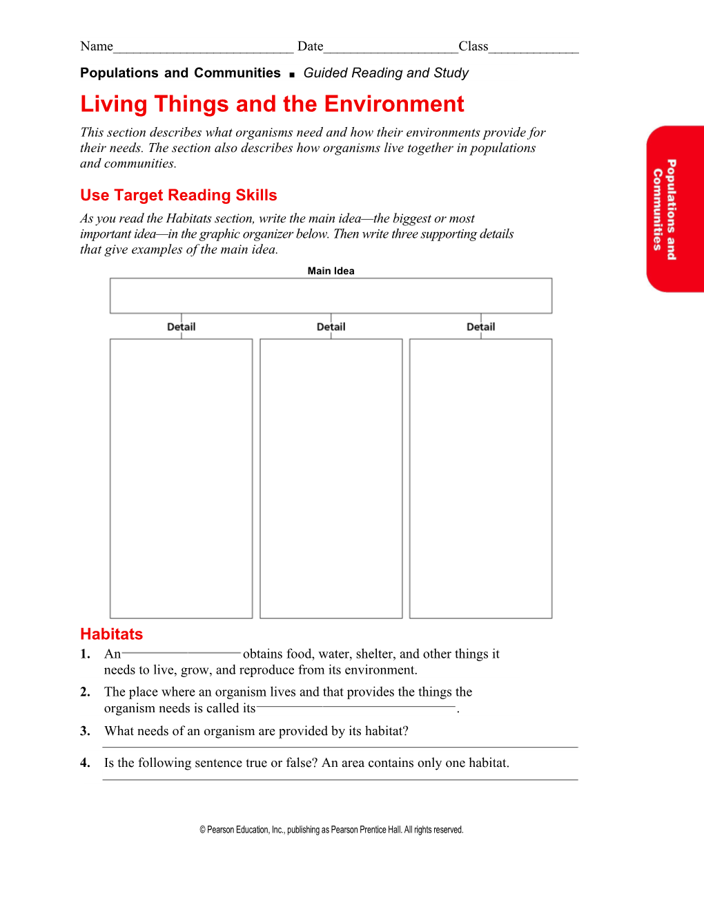 Populations and Communities Guided Reading and Study