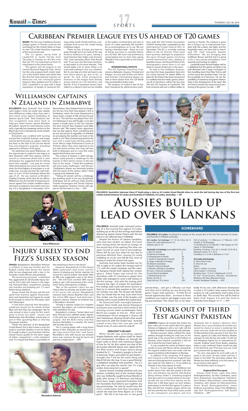 Aussies Build up Lead Over S Lankans