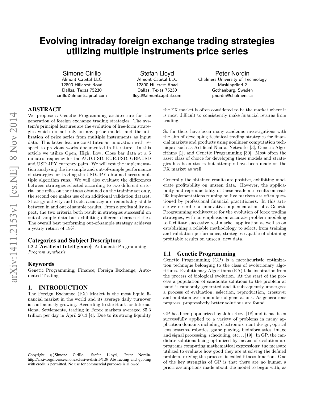 Evolving Intraday Foreign Exchange Trading Strategies Utilizing Multiple Instruments Price Series