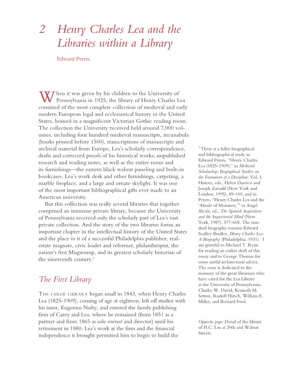 Henry Charles Lea and the Libraries Within a Library