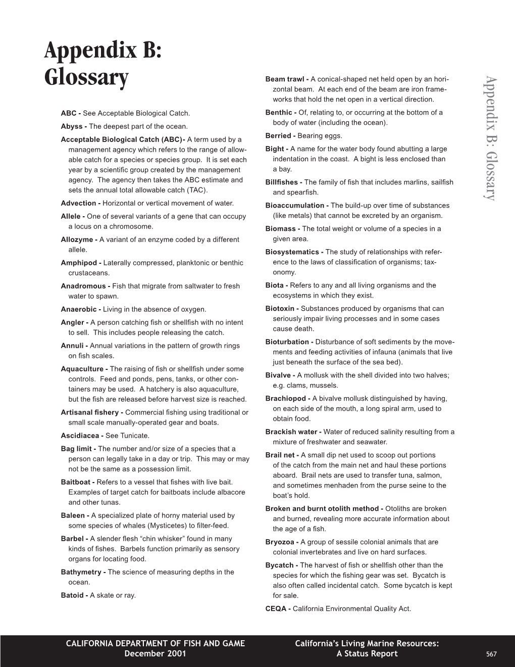 Appendix B : Glossary