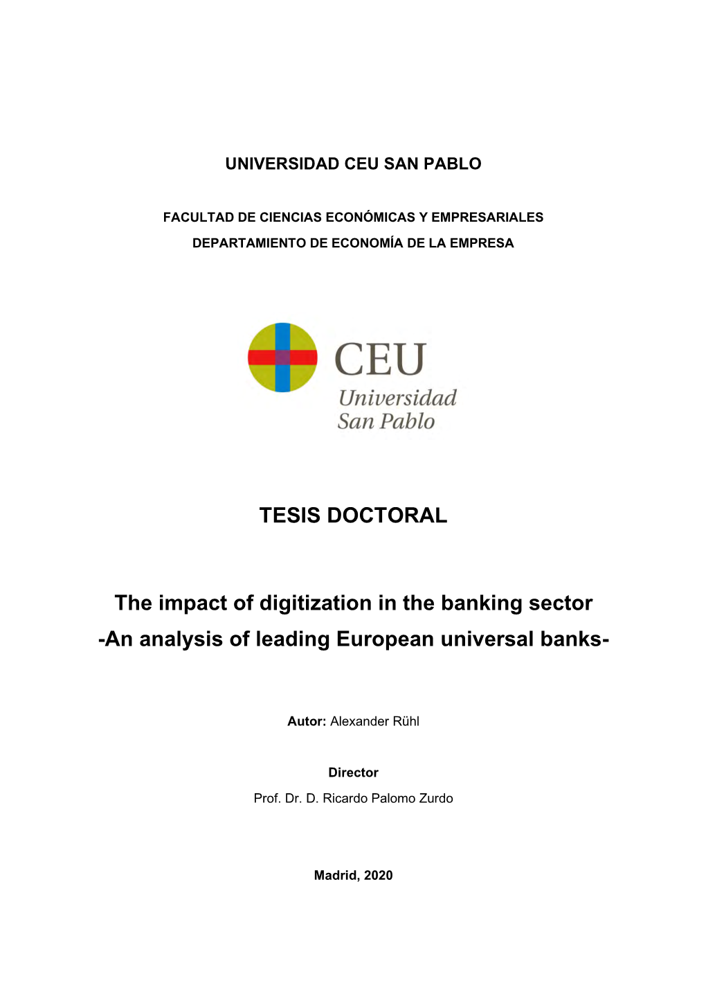 TESIS DOCTORAL the Impact of Digitization in the Banking Sector