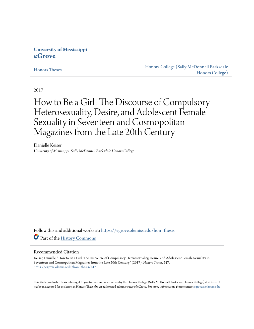 How to Be a Girl: the Discourse of Compulsory Heterosexuality