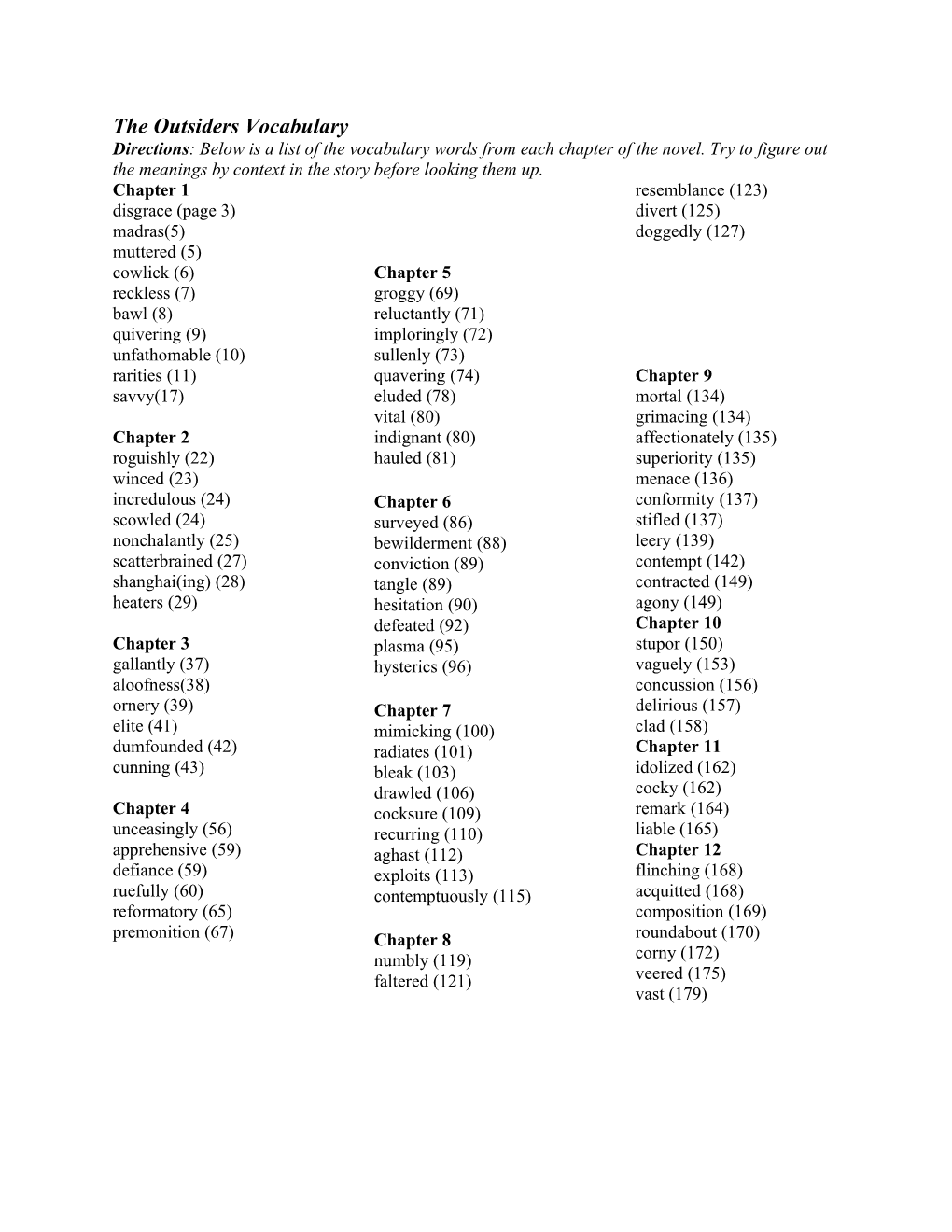 The Outsiders Vocabulary - DocsLib