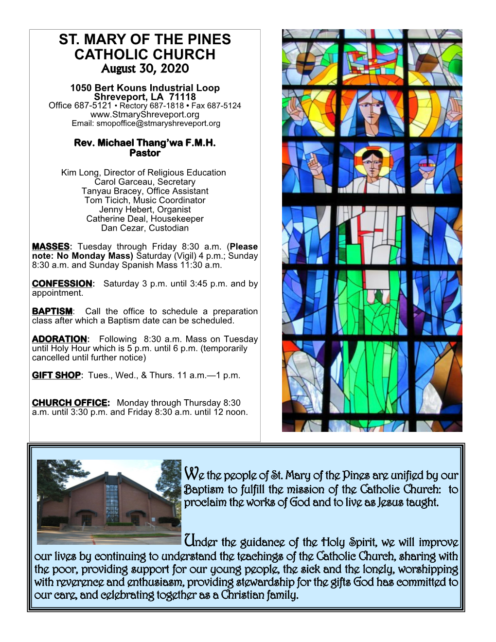 ST. MARY of the PINES CATHOLIC CHURCH August 30, 2020