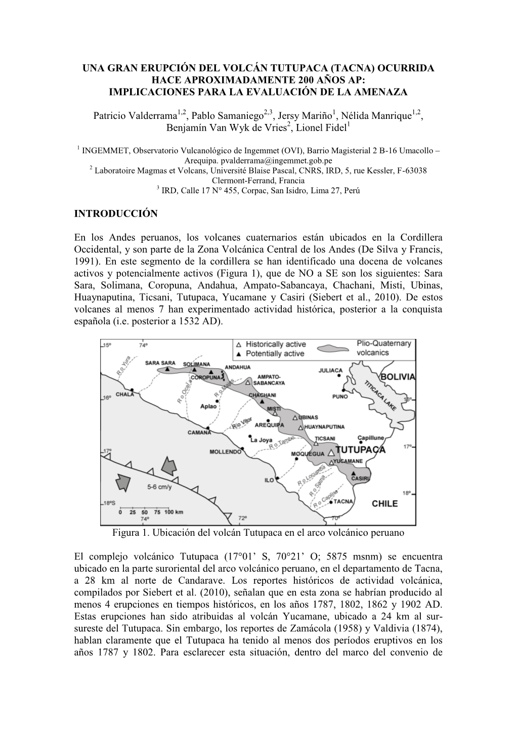 Una Gran Erupción Del Volcán Tutupaca (Tacna) Ocurrida Hace Aproximadamente 200 Años Ap: Implicaciones Para La Evaluación De La Amenaza