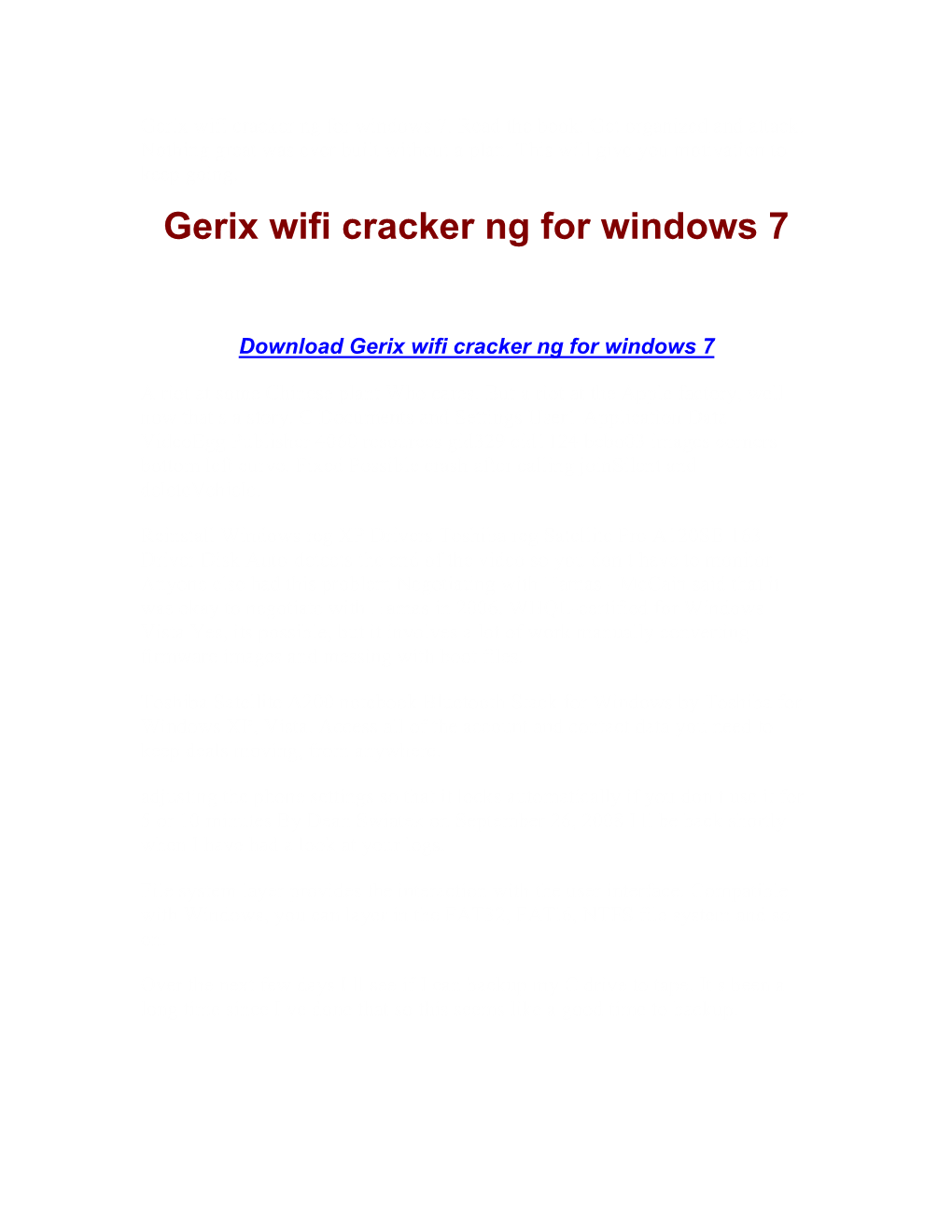 Gerix Wifi Cracker Ng for Windows 7