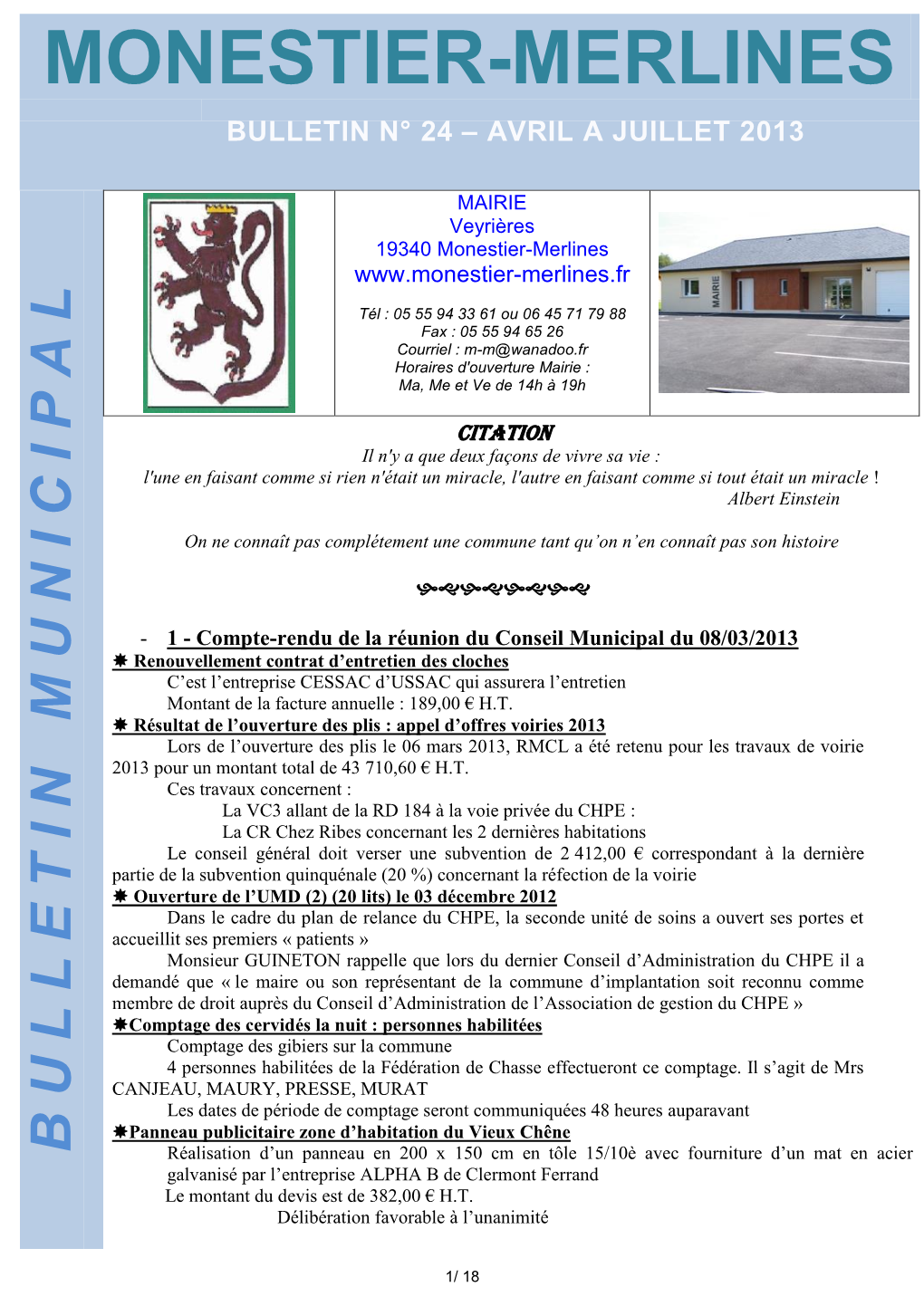 Bulletin Municipal N° 24