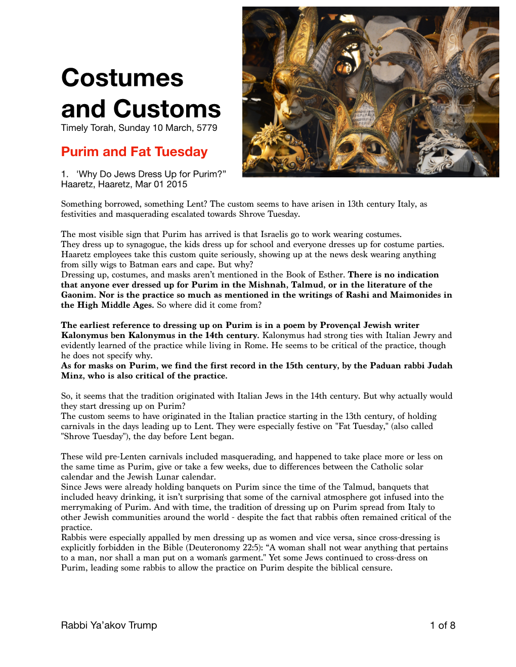Customs and Costumes SOURCES