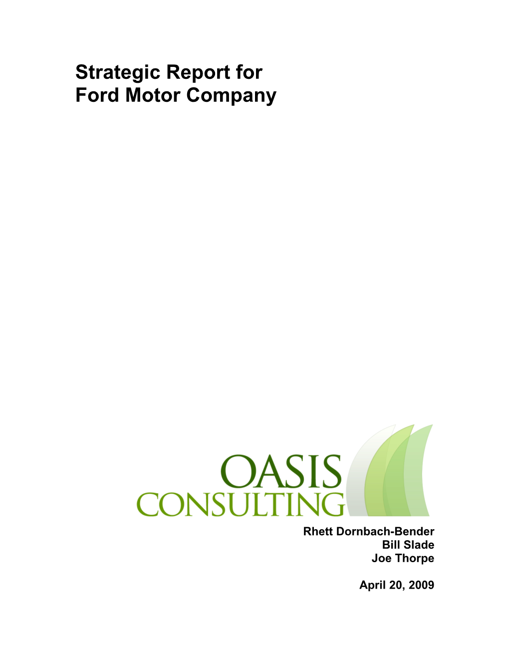 Strategic Report for Ford Motor Company