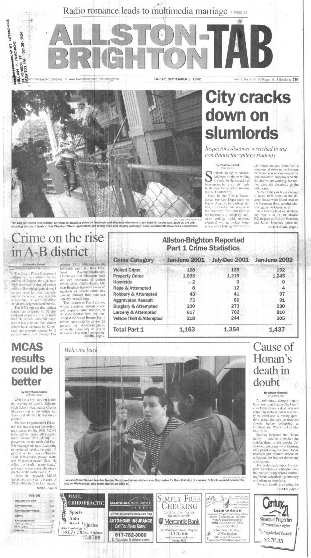 ·City ;Cracks Down on Slumlords Inspectors Discover Wretched Living Conditions for College Students