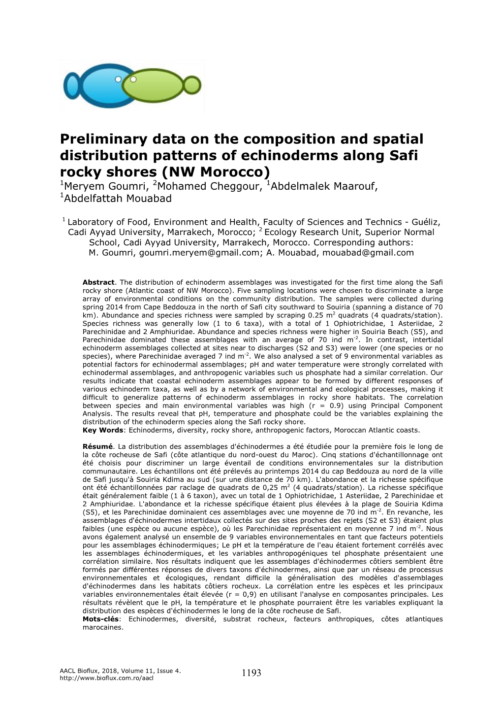 Preliminary Data on the Composition and Spatial Distribution Patterns Of