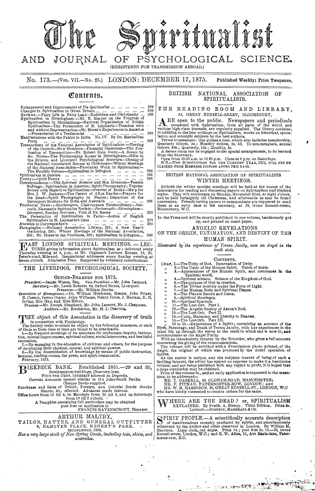 Spiritualist V7 N25 Dec 17 1875