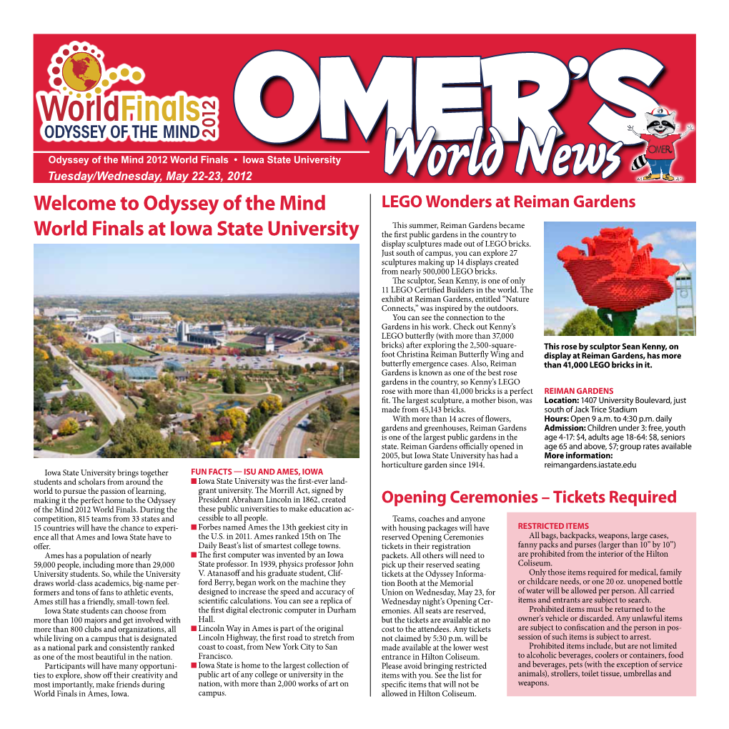Welcome to Odyssey of the Mind World Finals at Iowa State University