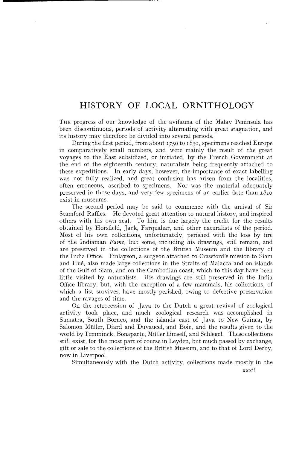 History of Local Ornithology