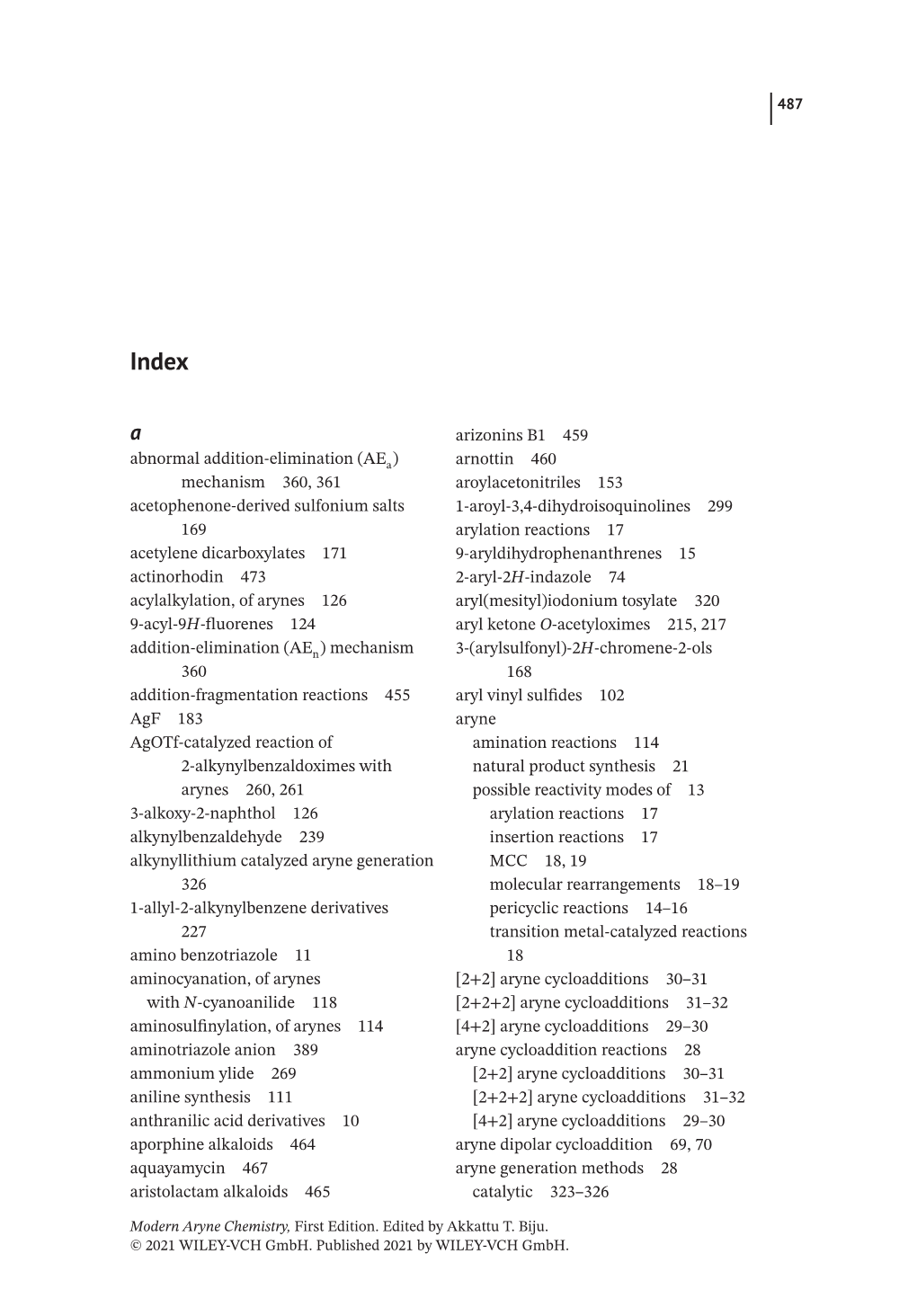 Abnormal Addition-Elimination (Aea) Mechanism 360, 361