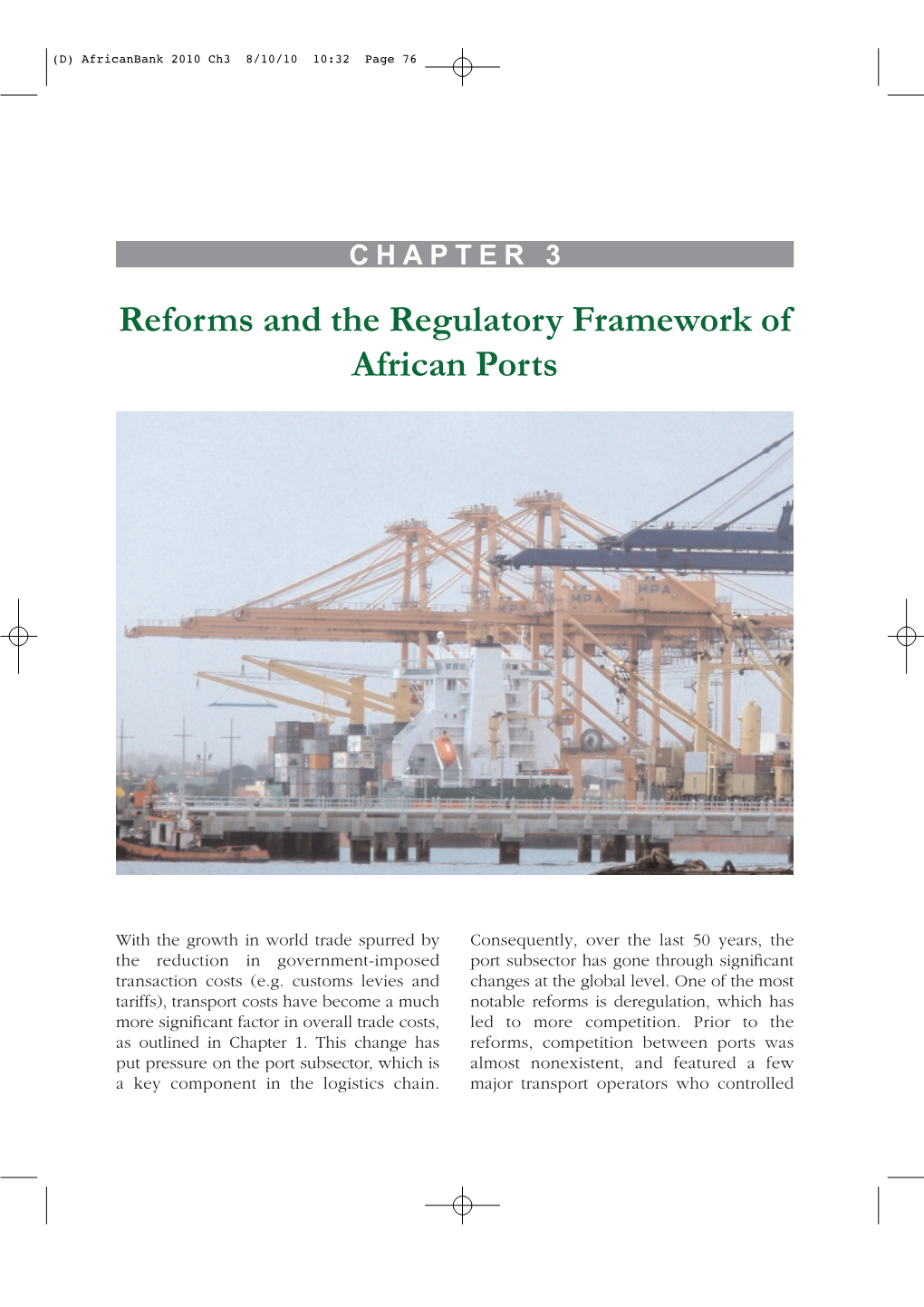 Reforms and the Regulatory Framework of African Ports