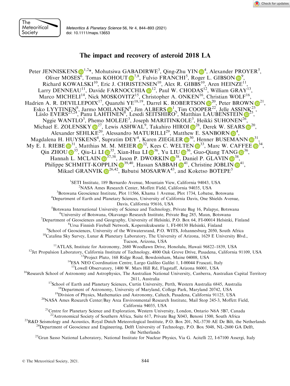 The Impact and Recovery of Asteroid 2018 LA