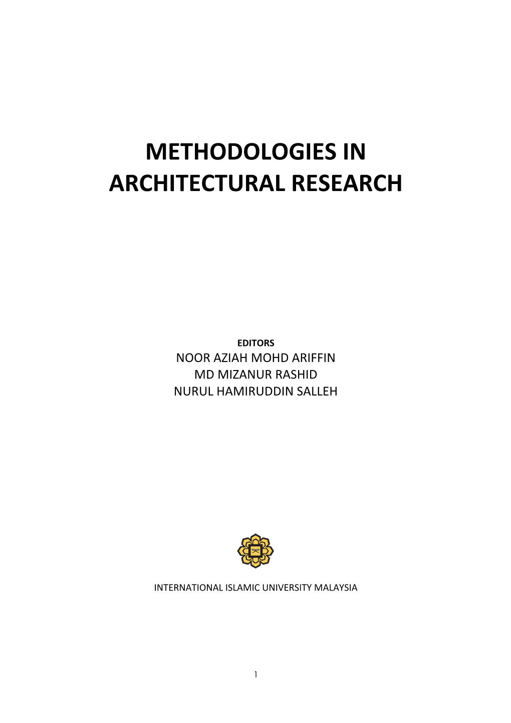 Methodologies in Architectural Research