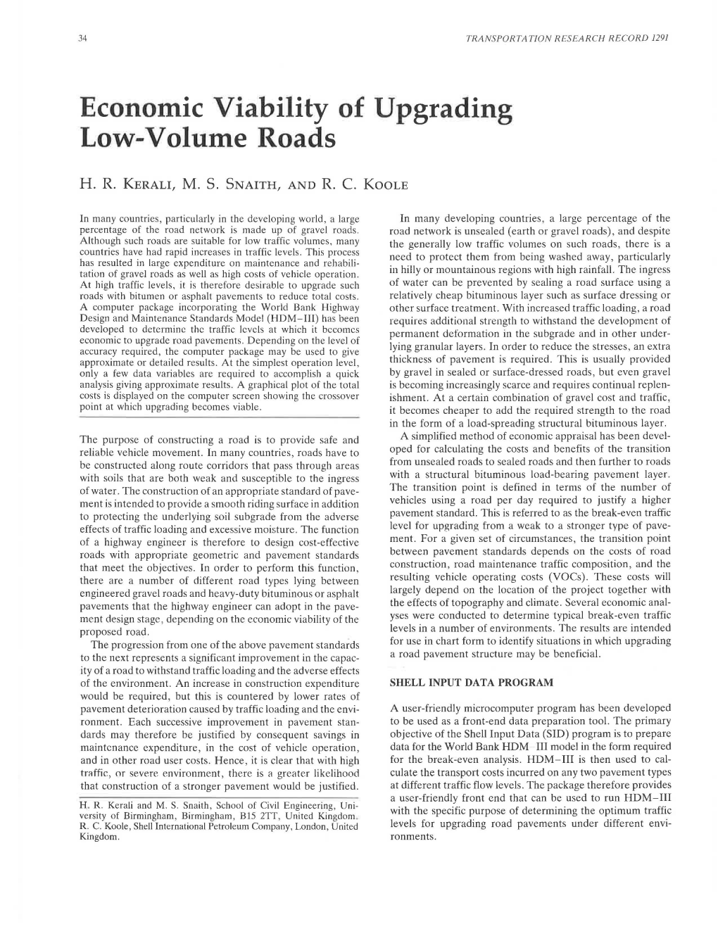 Economic Viability of Upgrading Low-Volume Roads