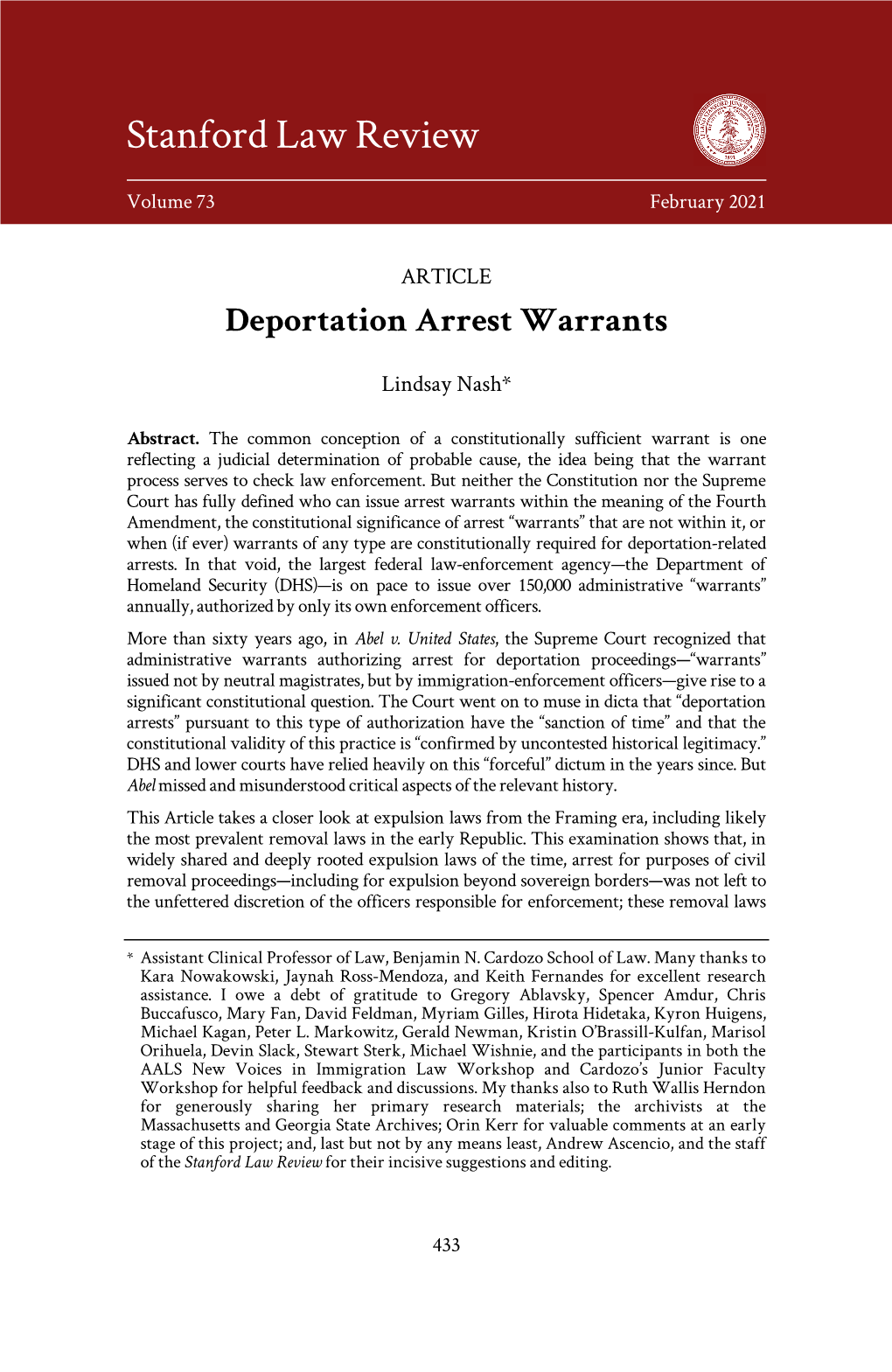 Deportation Arrest Warrants