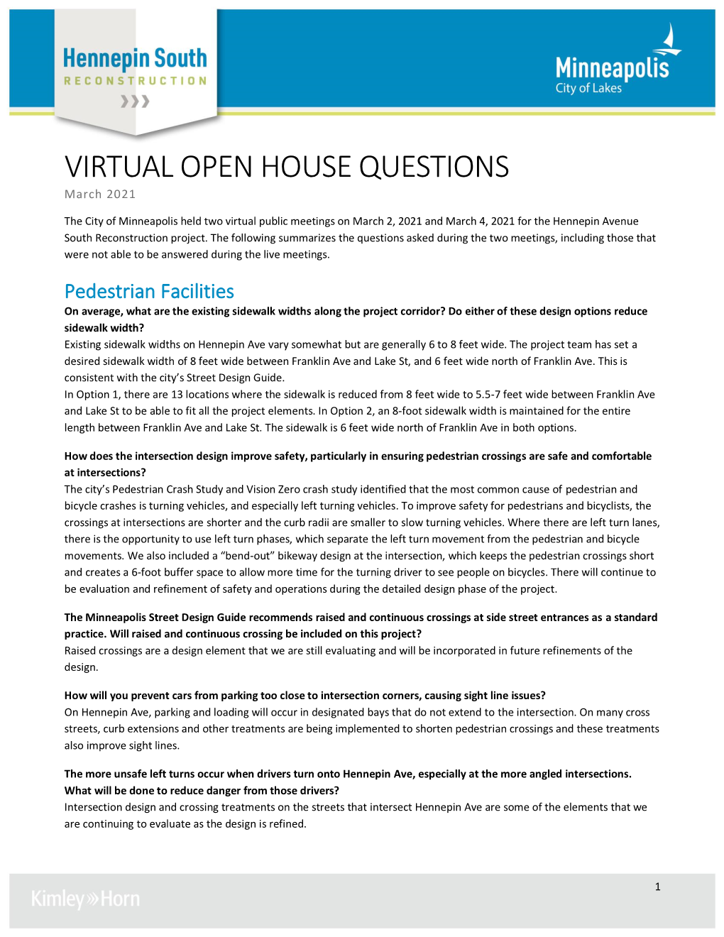 VIRTUAL OPEN HOUSE QUESTIONS March 2021