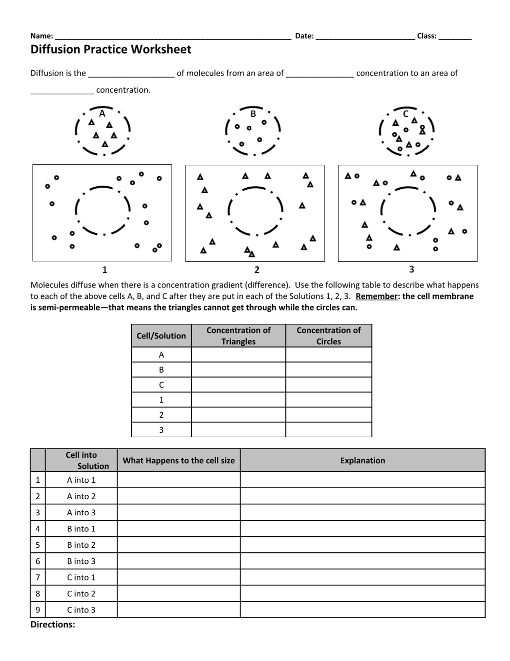 Diffusion Practice Worksheet