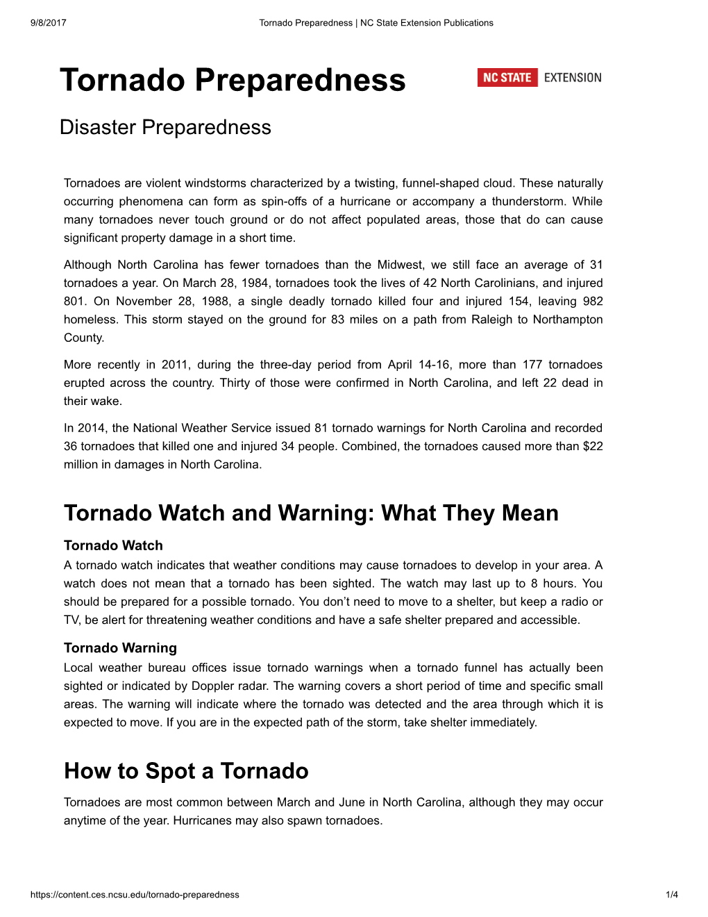 Tornado Preparedness | NC State Extension Publications