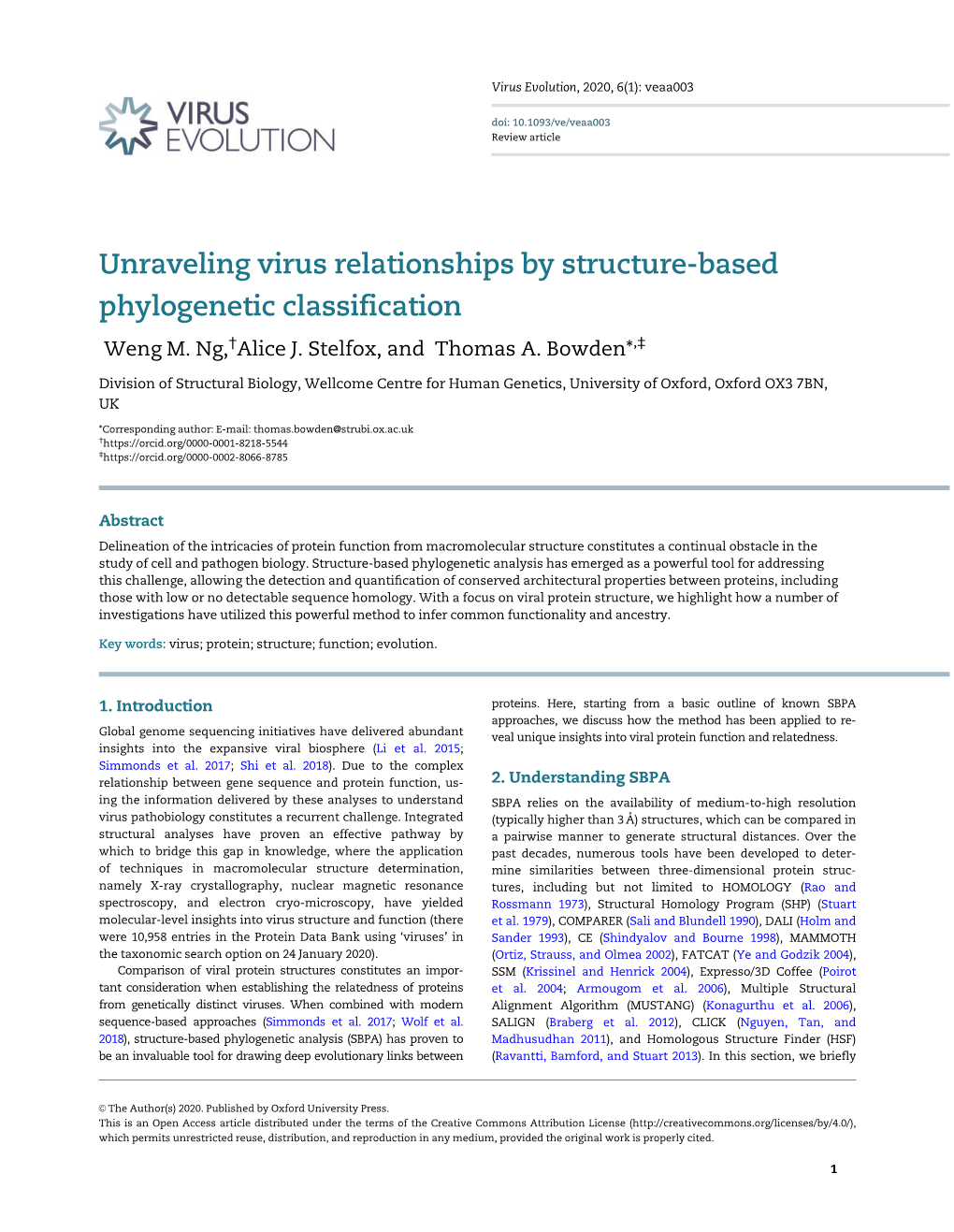 Unraveling Virus Relationships by Structure-Based Phylogenetic Classification Weng M