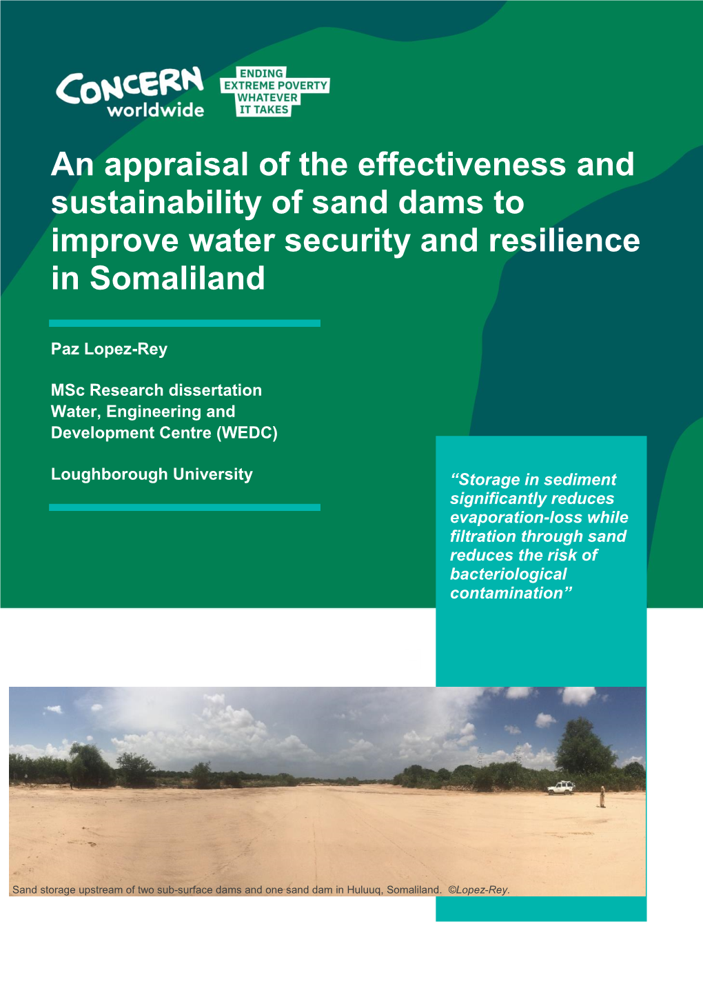 An Appraisal of the Effectiveness and Sustainability of Sand Dams to Improve Water Security and Resilience in Somaliland